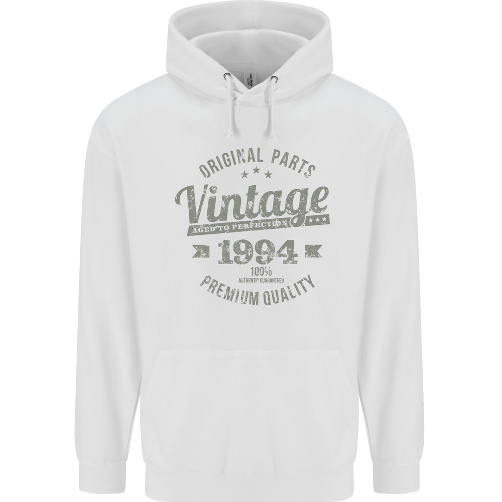 Vintage Year 30th Birthday 1994 Mens 80% Cotton Hoodie White