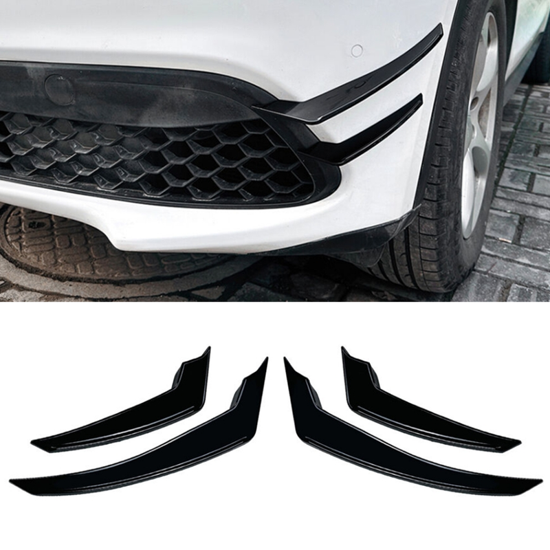 4x Front Bumper Splitter Air Vent Fins Cover For Alfa Romeo Stelvio 17-23 Black