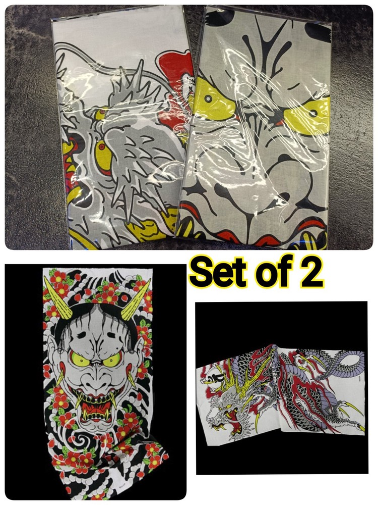 Like a Dragon Yuzen Dyed Japanese Hand Towel Set - Kiryu, Majima, Hannya Designs