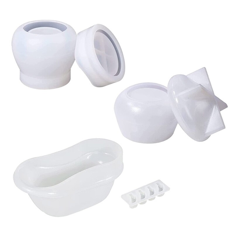 Storage Box Resin Mould with Lids Bathtub Silicone Mold Jewelry Jar Resin Mold