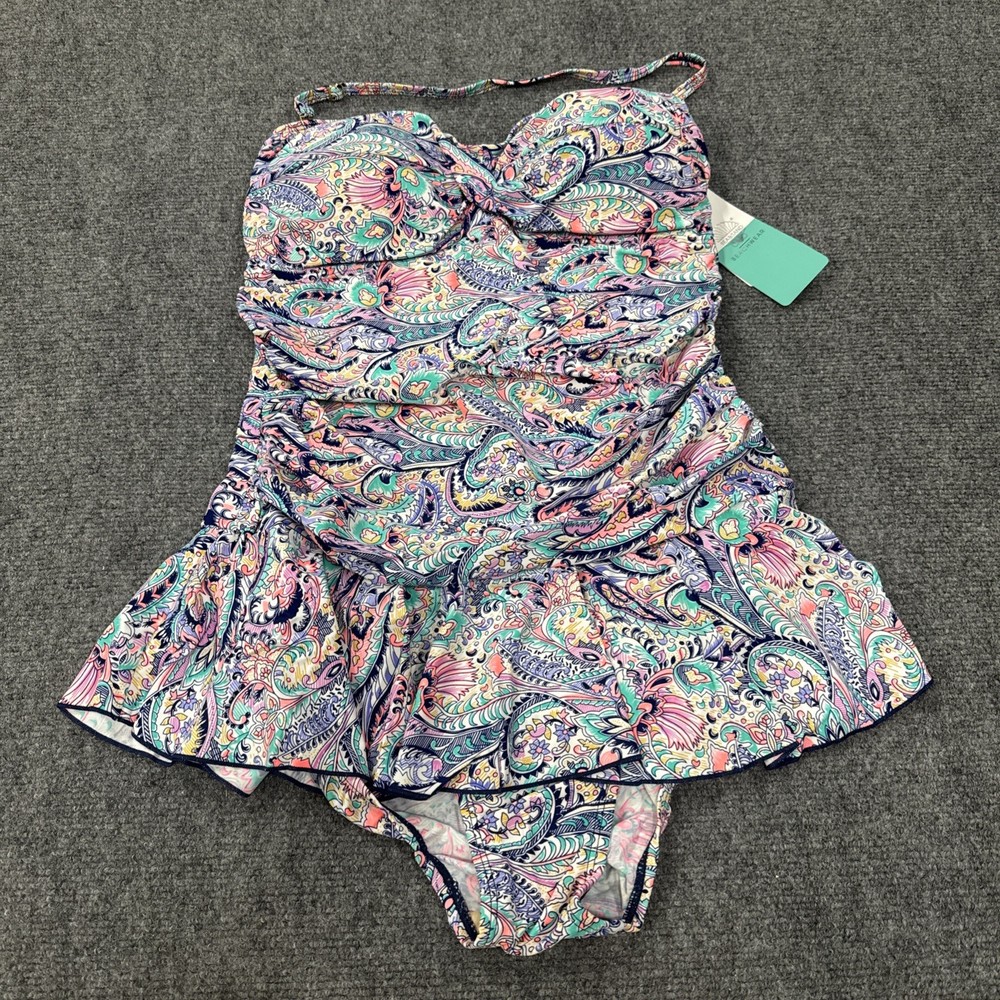 Plus Size 18W Bal Harbour Tummy Control One-Piece Swimsuit  /Multi Color