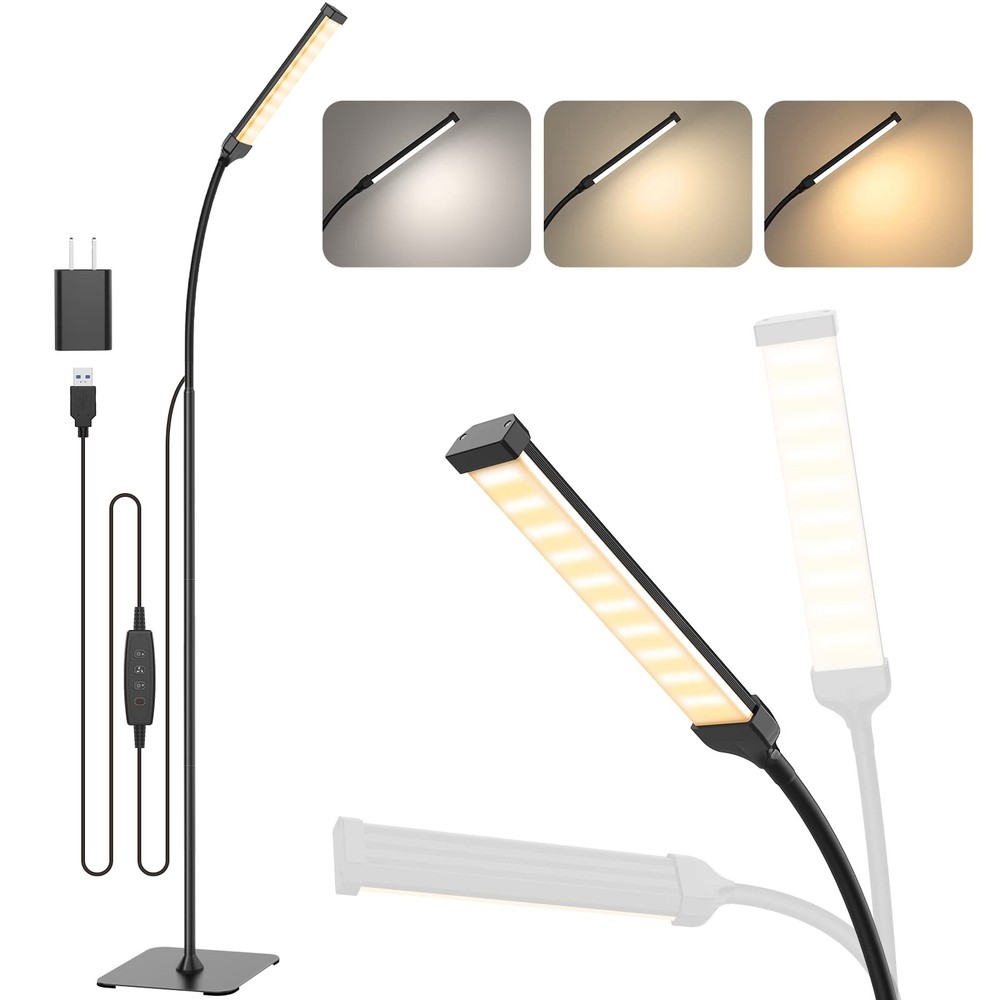 Modern LED Floor Lamp - 120 LEDs, 3 Color Modes, Adjustable Reading Light
