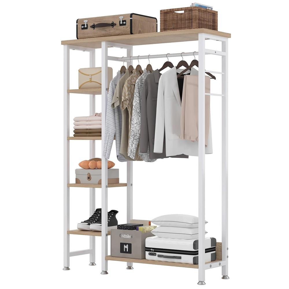 Open Garment Clothing Rack, Free-Standing Heavy Duty Storage Closet with 5 Sh...