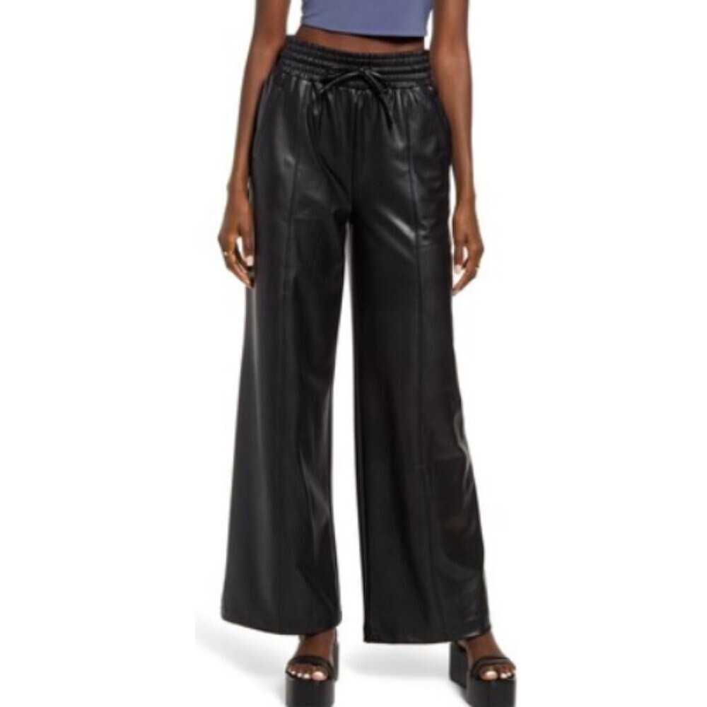 Nordstrom Womens Medium Vegan Leather Wide Leg Pants