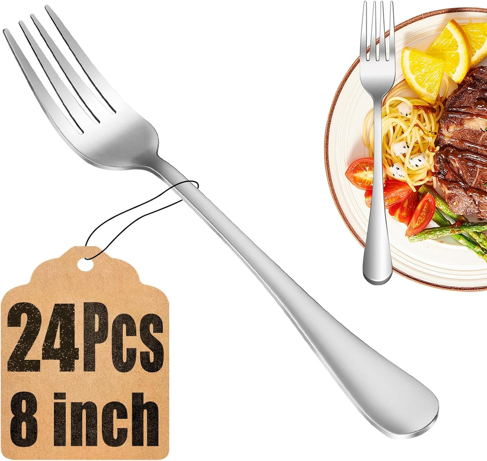 24 Piece Dinner Forks Set, Food-Grade Stainless Steel Silverware Forks, Cutlery
