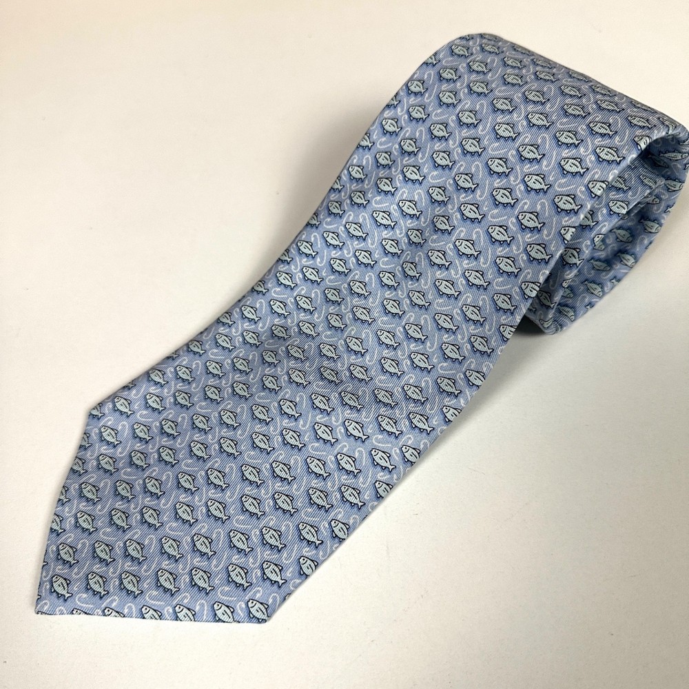 Vineyard Vines Martha's Vineyard Tie Blue Fish Fishing 3.75 x 60