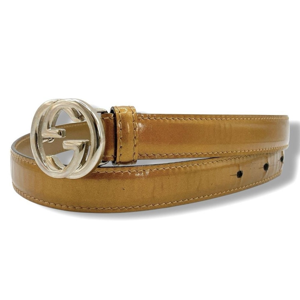 GUCCI patent leather interlocking G belt slim for women