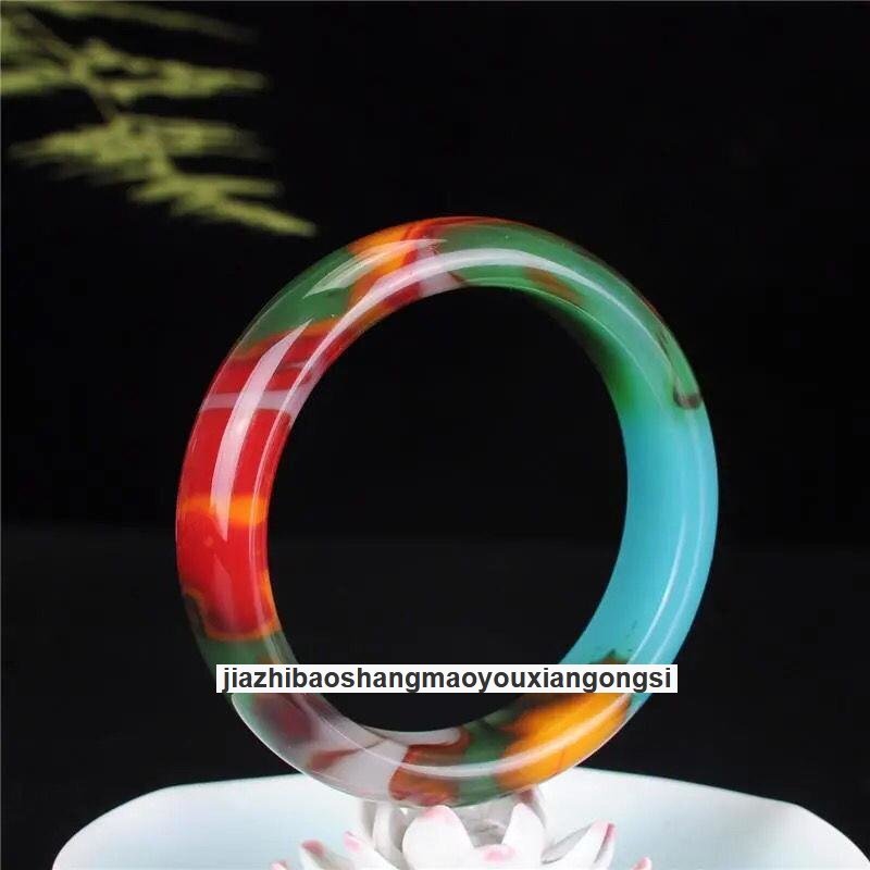 Natural 64-65mm Multicolor Jade Jadeite Bracelet Bangle Jewelry Amulet for Women