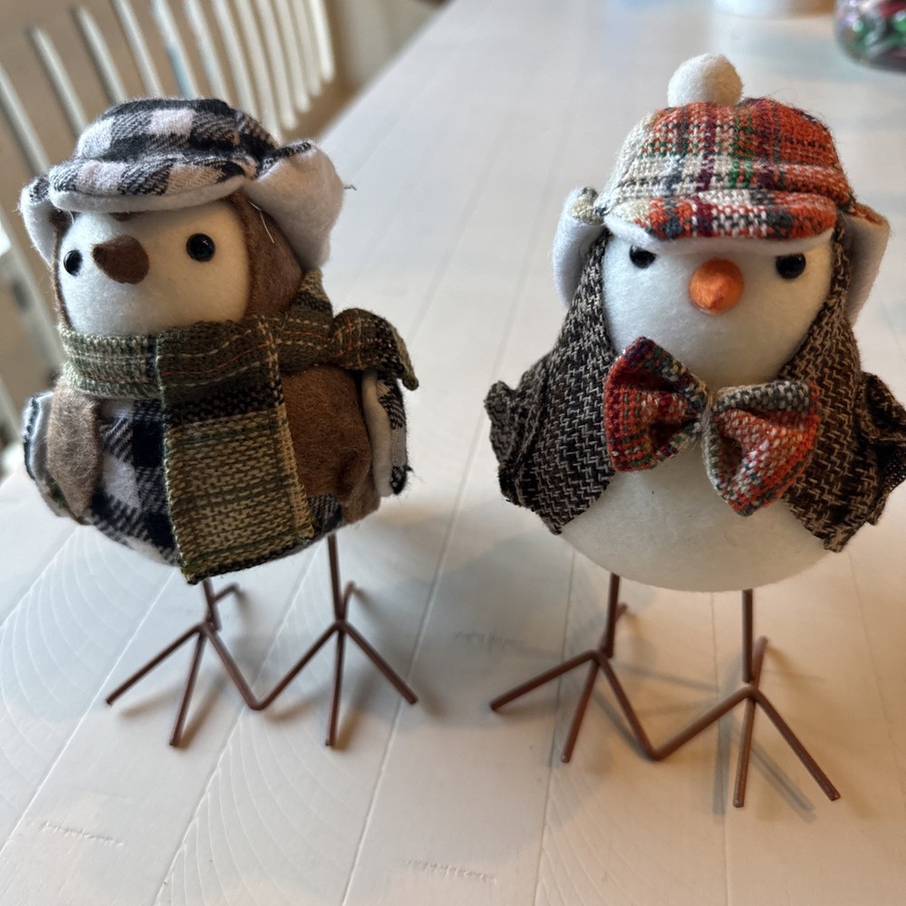 Hobby Lobby Lot of 2 Fall/Winter Decor Fabric Birds Table Top