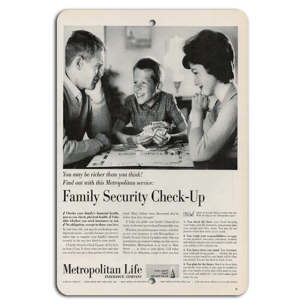 Vintage Family Security Check-Up: Retro Metal Sign