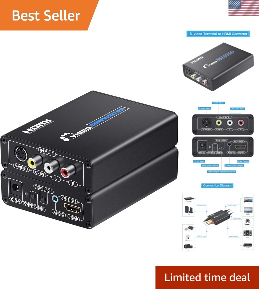 RCA S-Video to HDMI Converter with AV Cables - Upgrade Old Devices Effortlessly