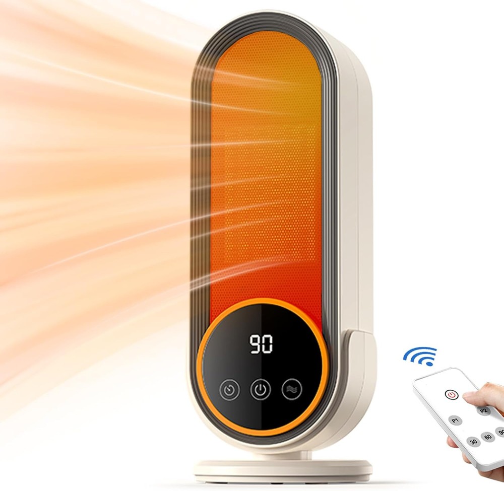 Space Heater Indoor - Energy Efficient Portable with Adjustable white