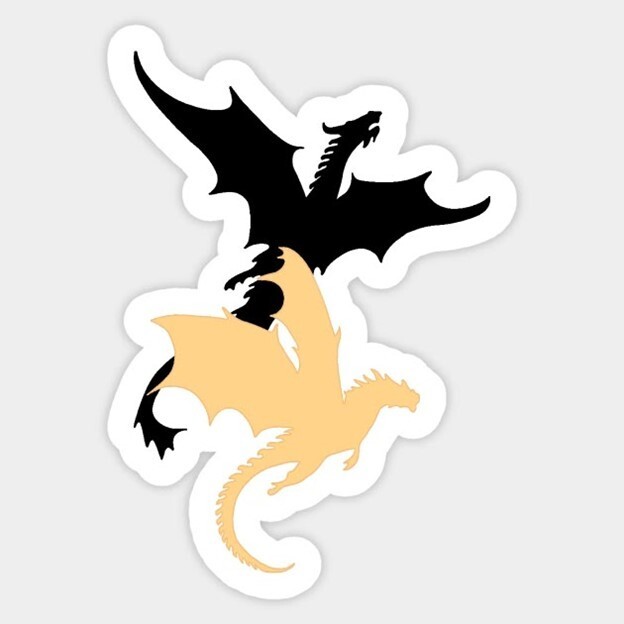 Iron Flame Dragons Tairn And Andarna Fourth Wing, Vinyl Die Cut Sticker