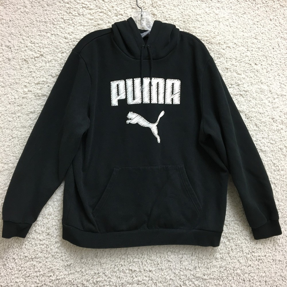 PUMA Hoodie Extra Large Adult Black Pullover Sweatshirt Athletic Casual Mens XL