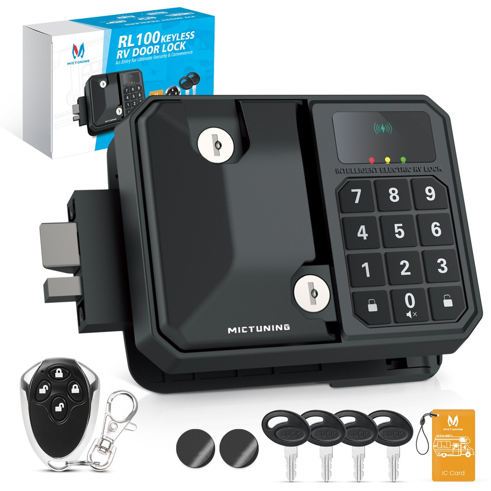 RL100 RV Keyless Entry Door Lock with LED Keypad Password Remote & 4 Mechanical Keys