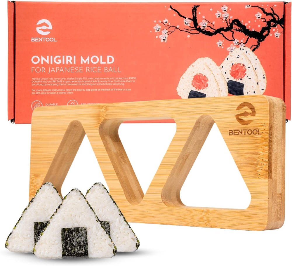 Onigiri Mold Set Japanese Gift Bamboo Medium Rice Ball Mold Kit a DIY Bento