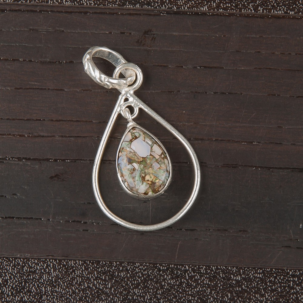 PEAR Ethiopian Copper Turquoise Sterling Silver Cyber Monday New Pendant Jewelry-image