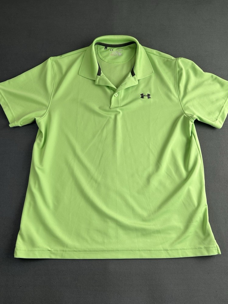 Under Armour Golf Polo HeatGear Loose Performance Green Shirt Mens Sz Large