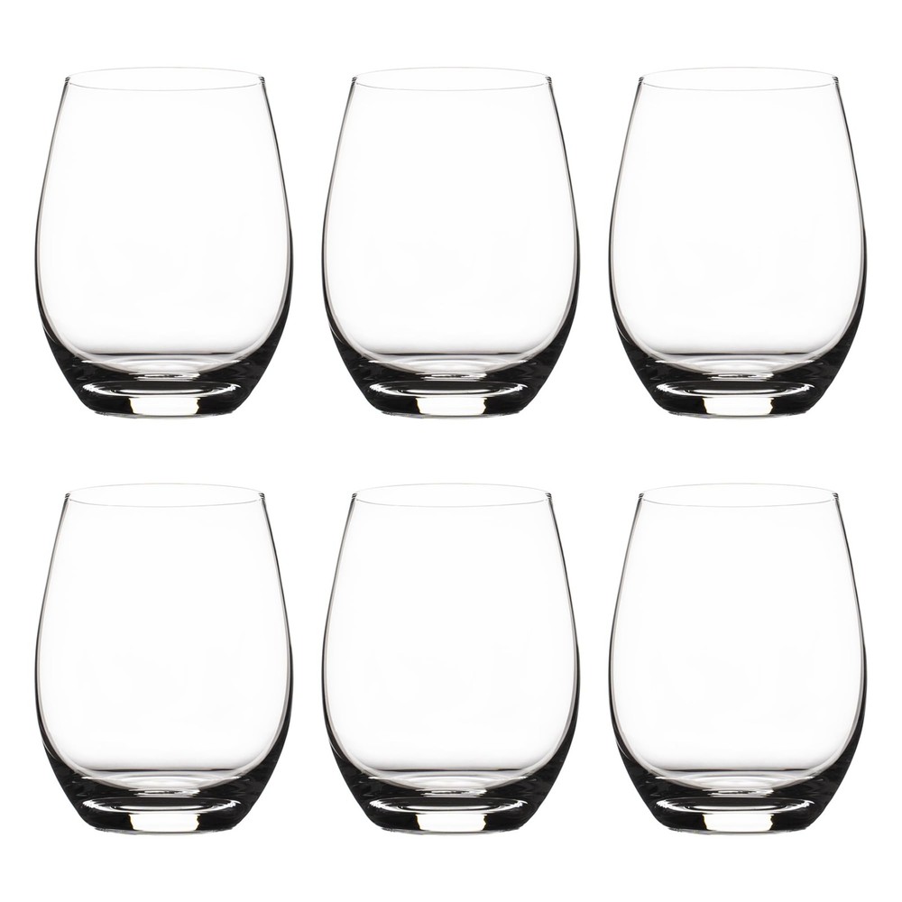 Premium Crystal Stemless Wine Glasses Set of 6, 15oz Lead-Free Red or White W...