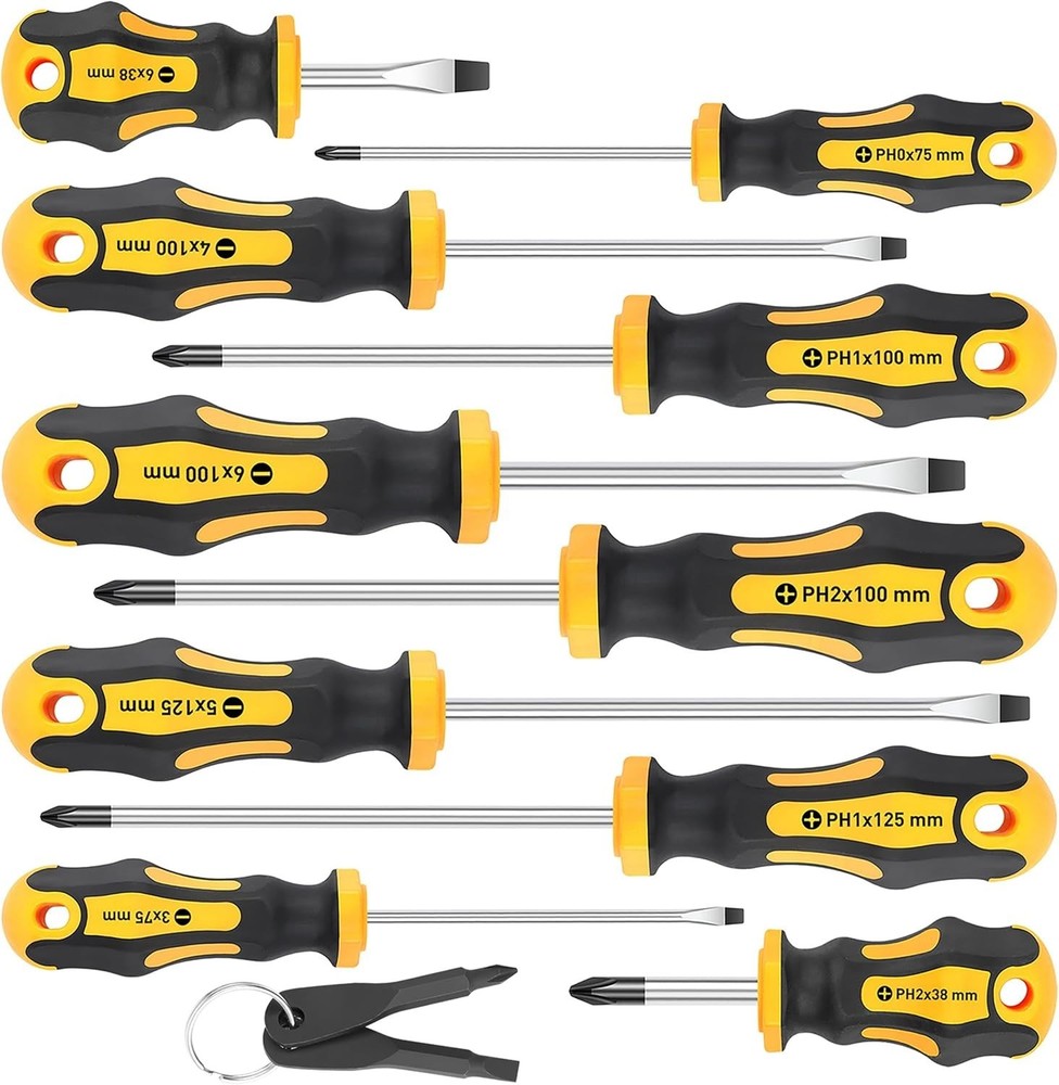 Amartisan 10-Piece Magnetic Screwdrivers Set, 5 Phillips and 5 Slotted Tips Prof