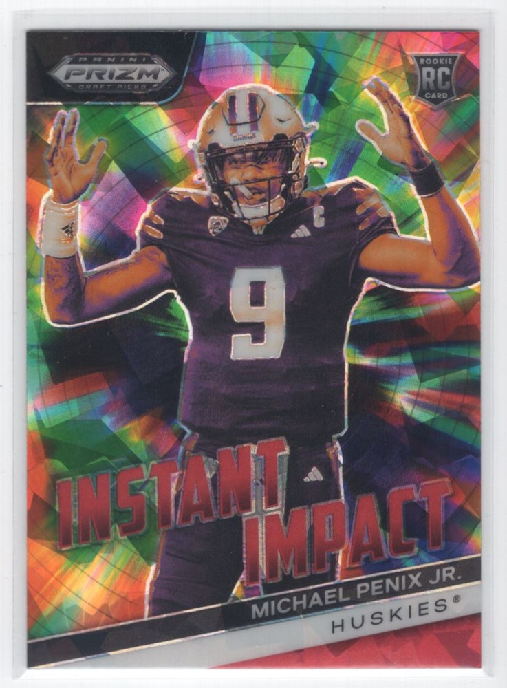2024 Prizm Draft Picks Red Ice Instant Impact Michael Penix Jr Rookie Card #II-MPJ