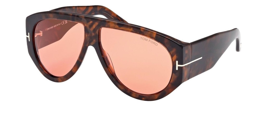 Gafas de sol Tom Ford FT 1044 Bronson 52S brillantes oscuras lentes naranja habana 60 mm nuevas