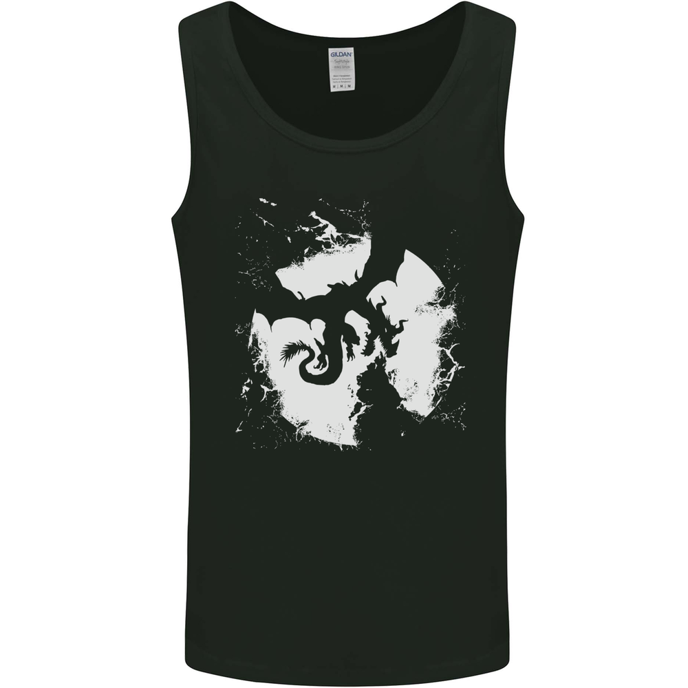 Dragon Full Moon Silhouette Mens Vest Tank Top