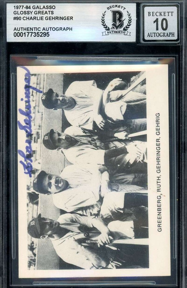 Charlie Gehringer Gem Mint 10 Beckett BAS Signed 1977-84 Galasso Glossy Greats