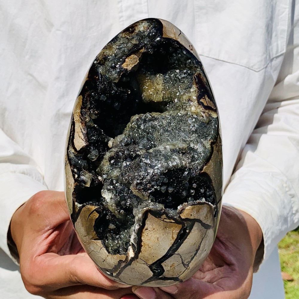 4.4LB Natural Turtle Back Stone Dragon Crystal Cave Crack Gem Healing