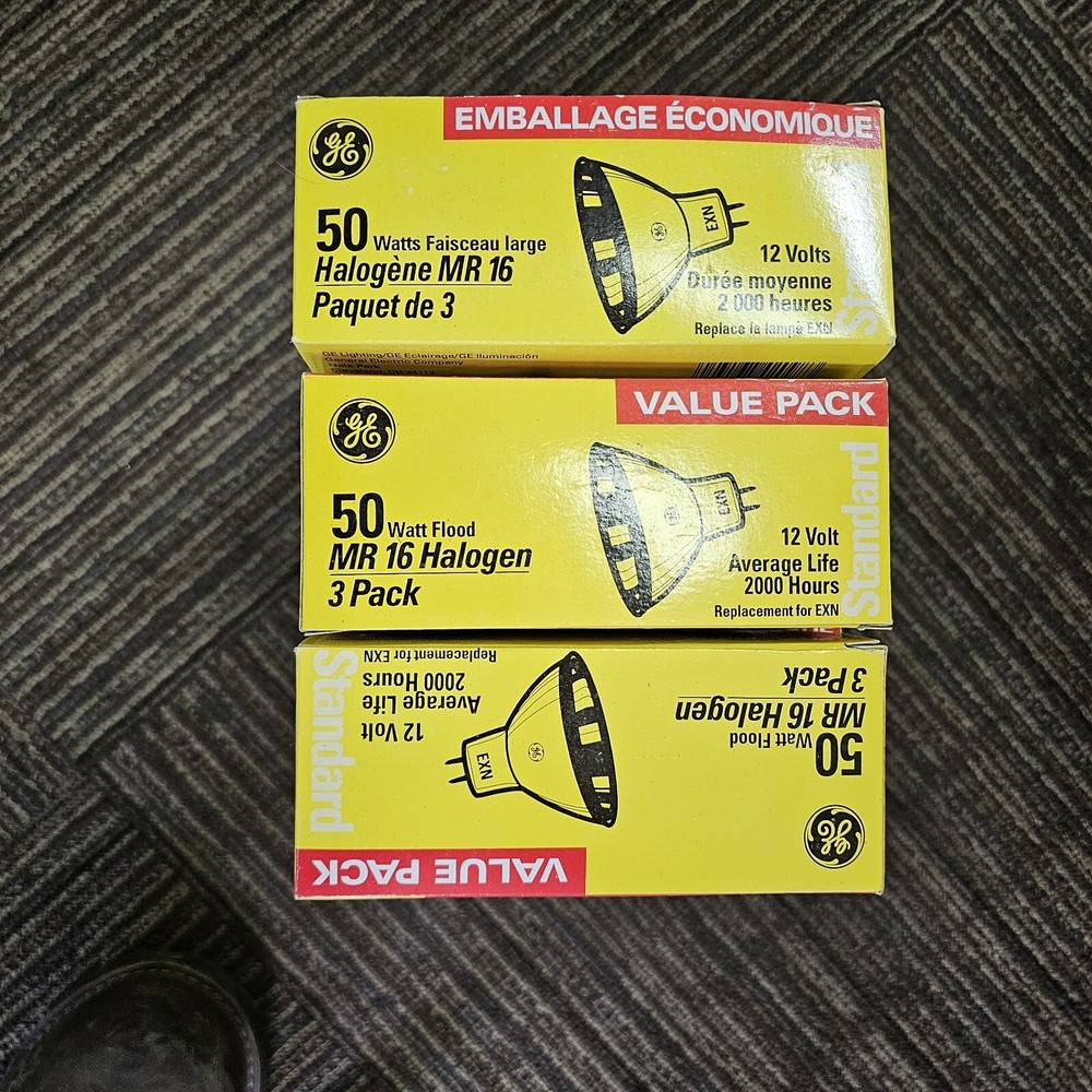 3-PACK GE  MR-16 12 Volt 50W Flood Open Face Light Bulbs EXN