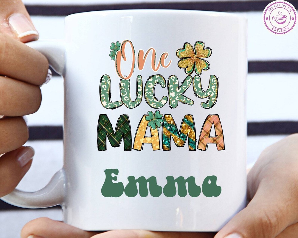 Personalized St Patricks Day Mom Mug Irish Shamrock Gift