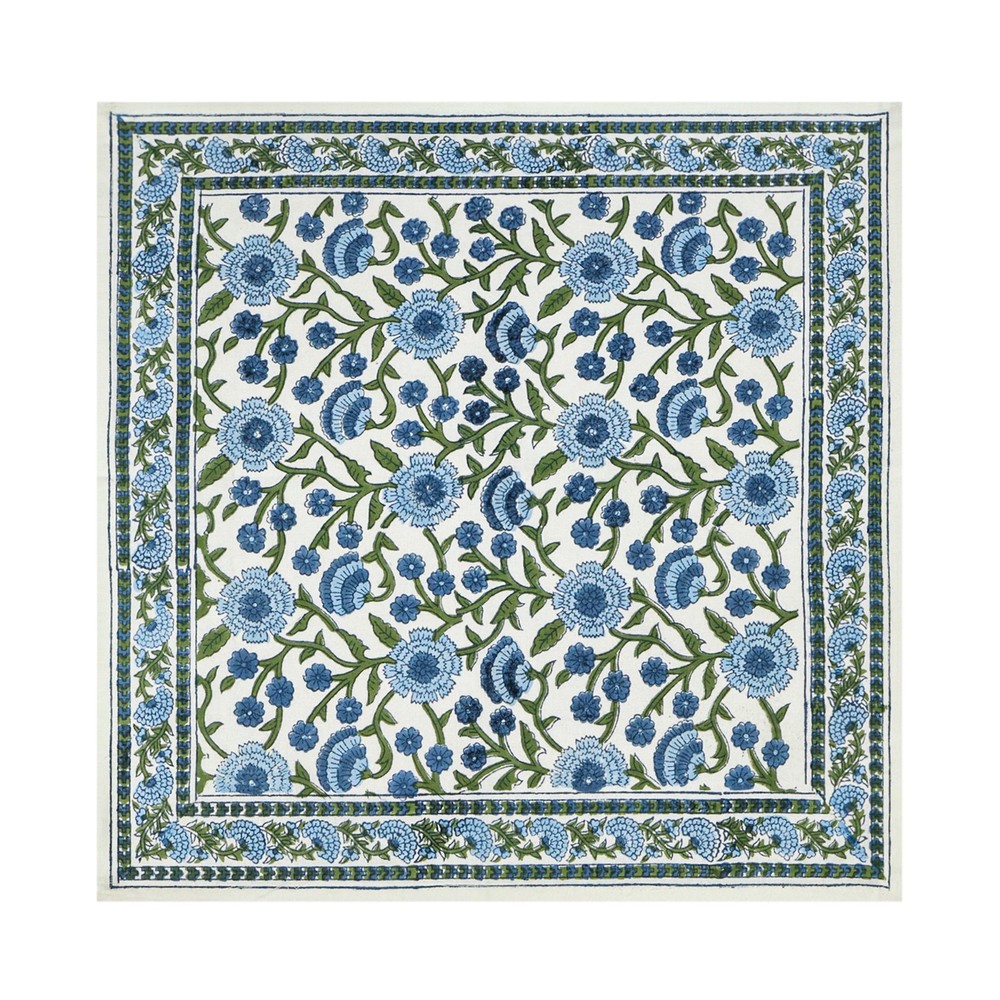 Blue and White Indian Hand Block Printed Cotton Table Napkins