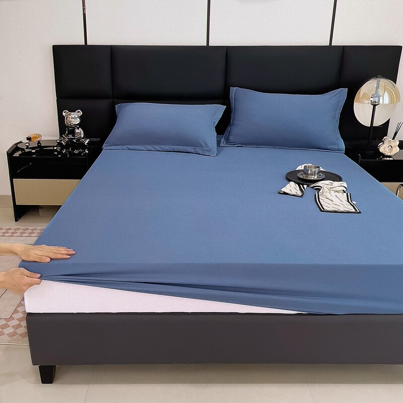 1PC Solid Color Fitted Sheet with Elastic Band for Mattress Cover