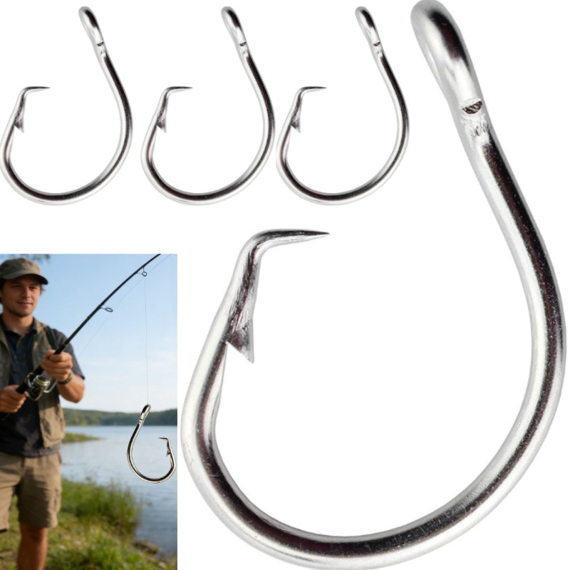 50/100PCS Stainless Steel Tuna Circle Hook Big Game Sea Fishing Hook 8/0-14/0