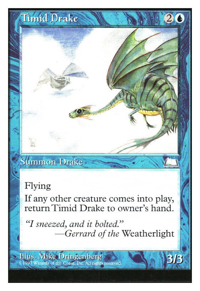 Shy Timid Drake Weatherlight Regular Art MTG Card  