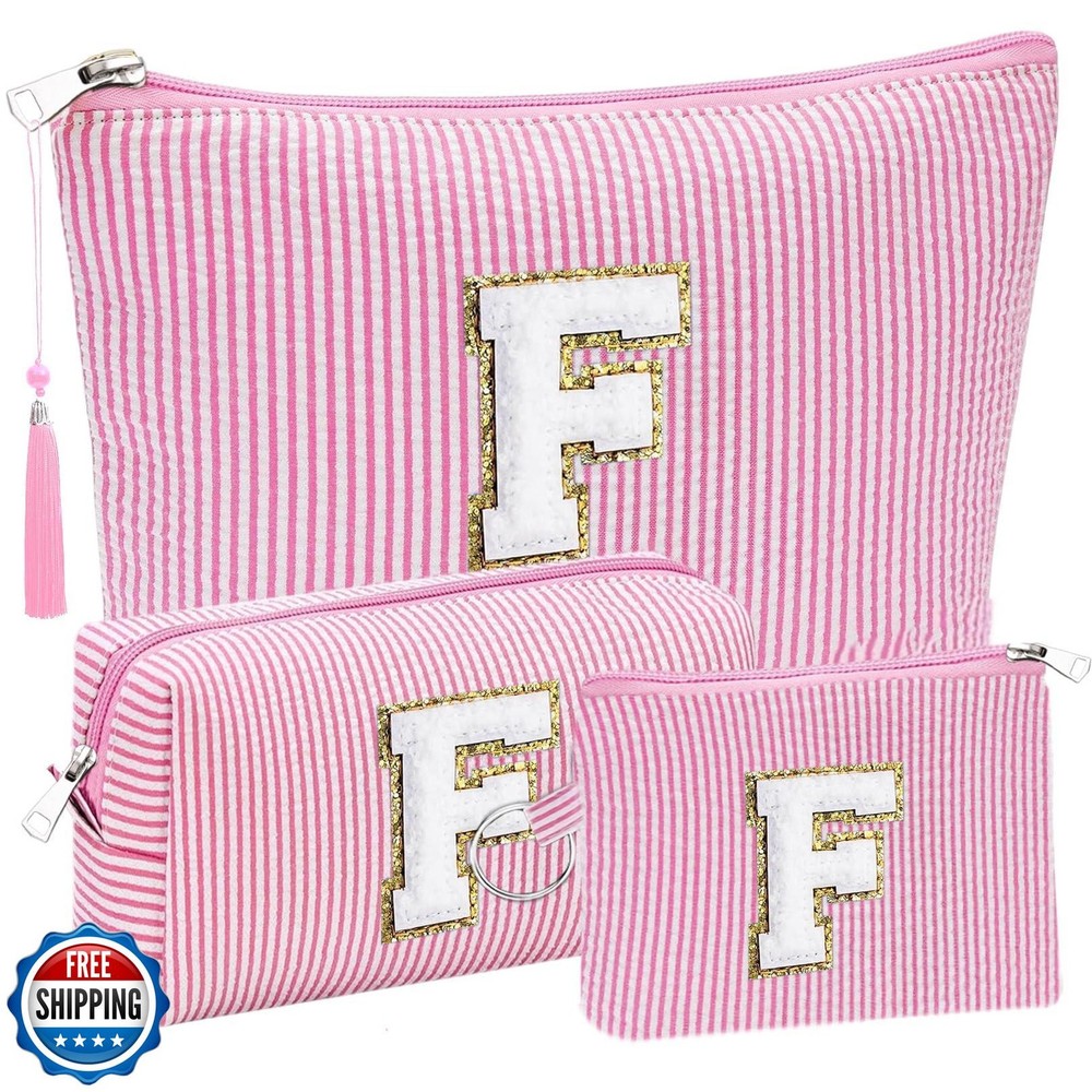 Initial Gifts Travel Cosmetic Makeup Pouch Bags Sets for Purse, 3pcs Stoney C