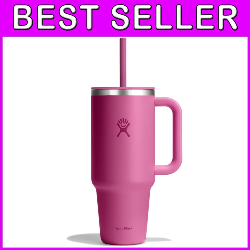 40 oz Travel Tumbler with Handle, Lid & Straw - Reef Pink