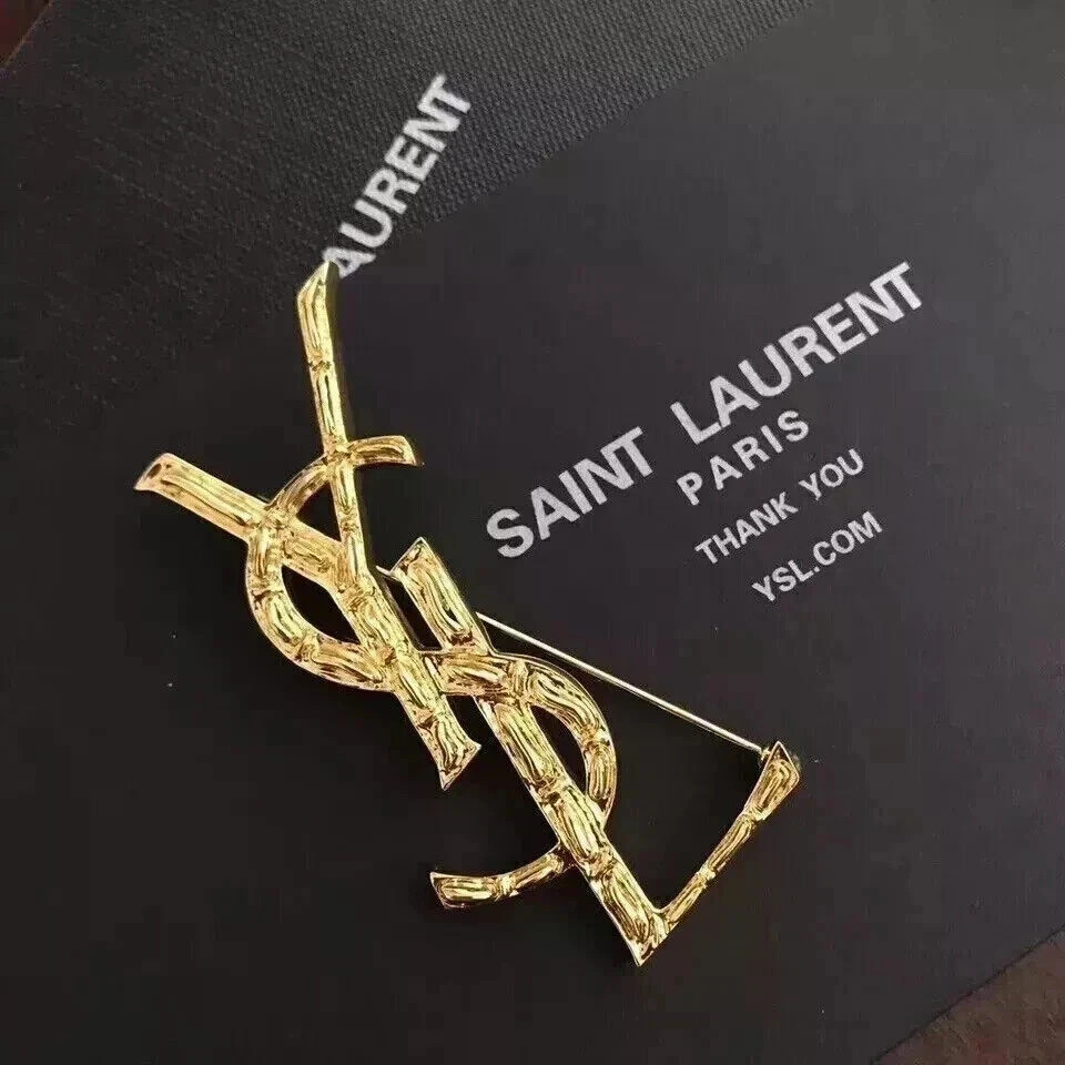 YSL Classic Gold Brooch Versatile Elegant Fashion Accessory