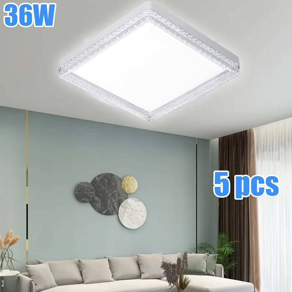 5pcs 9.06In 36W Recessed LED Ceiling Light Fixture Kitchen Square Ceiling Light