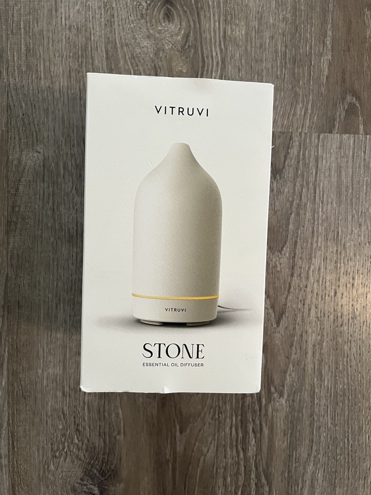 Vitruvi White Stone Essential Oil Diffuser New In Box