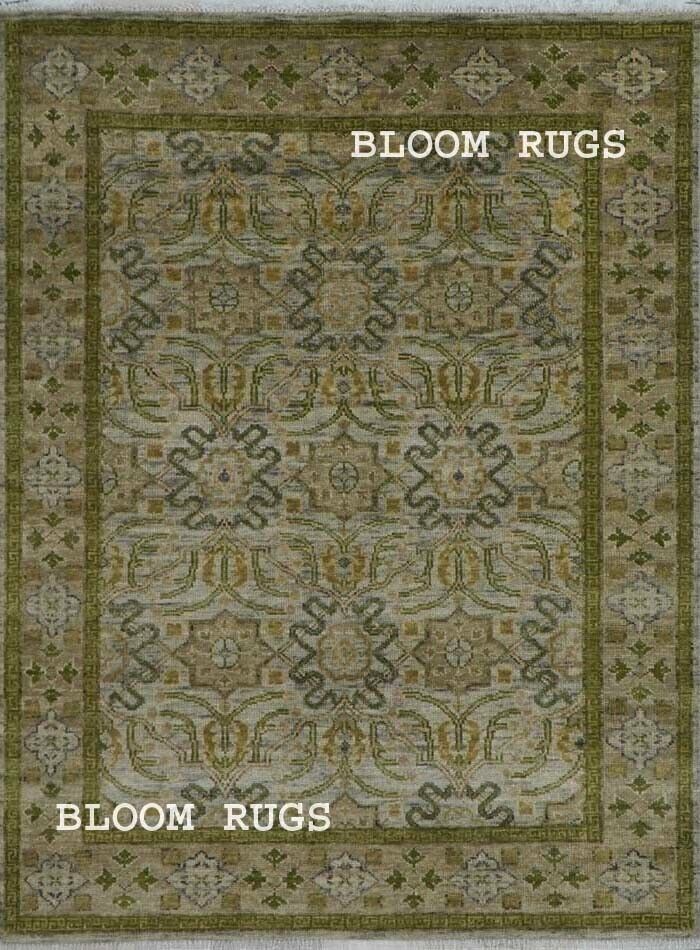 Handmade 8x10 Light-Gray/Brown Transitional Oriental Rug | Customizable Carpet