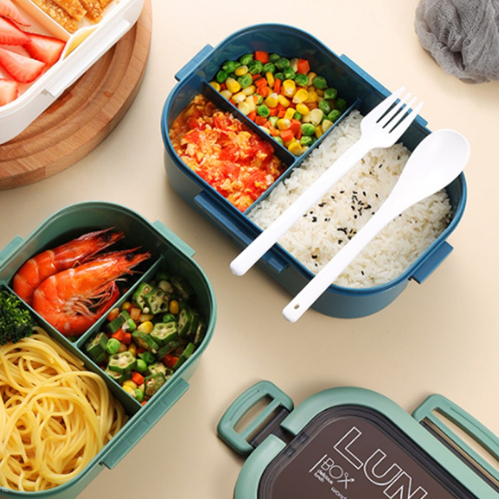 1200ml Double Layer Insulated Bento Lunch Box with Fork