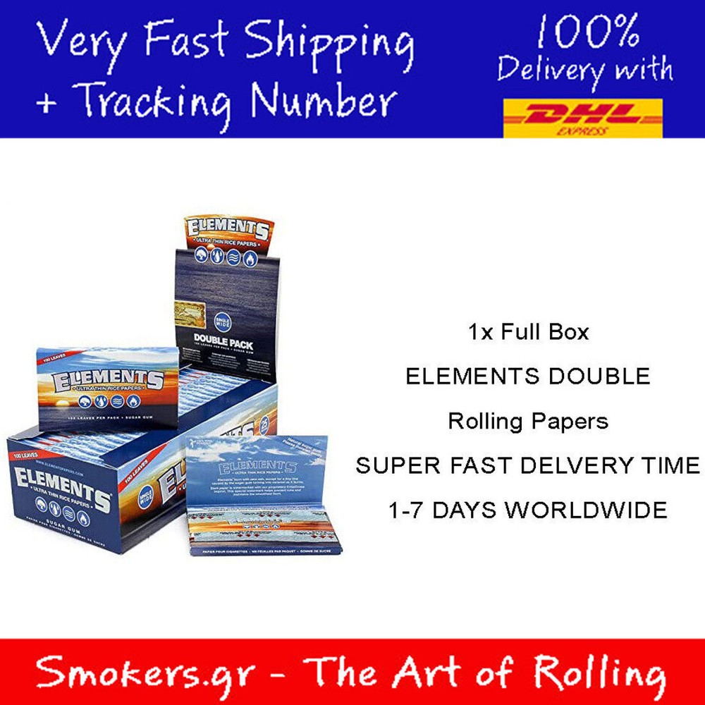 1x Full Box Elements Double Single Wide Rolling Papers (FULL BOX)-image