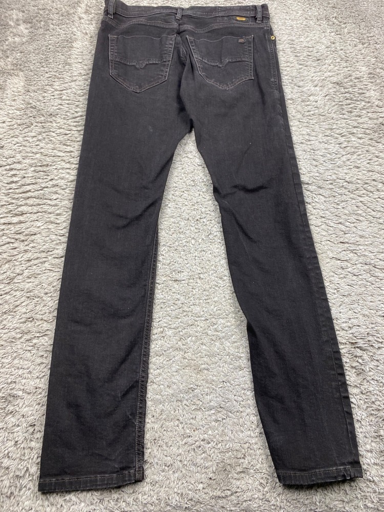 Diesel Jeans Men 33x32 Black Tepphar Slim Carrot Button Fly Stretch Grudge Denim