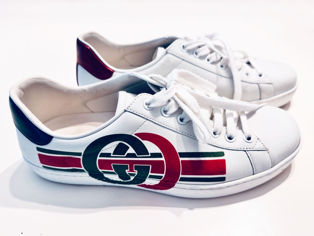 PRICE DROP Gucci Ace ‘Interlocking G’ Lace Up Sneakers (White/42) Made in Italy