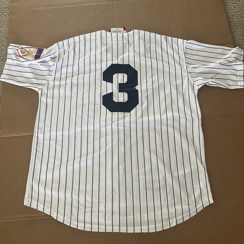 NEW!!!! NEW YORK YANKEES BABE RUTH JERSEY WHITE PIN STRIPE LARGE!