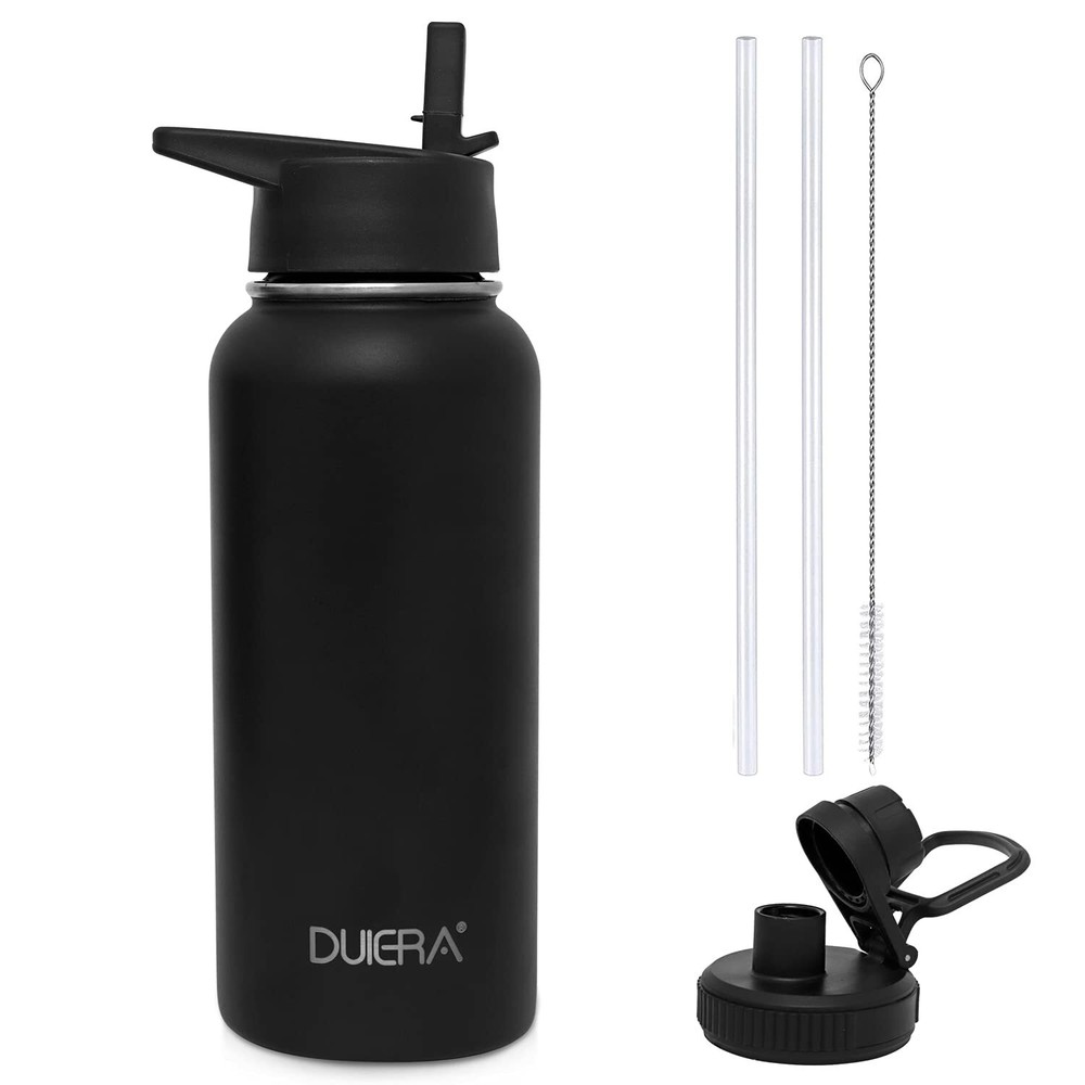 Water Bottle with Straw 32 oz Insulated Water Bottle Stainless Steel for Cold...