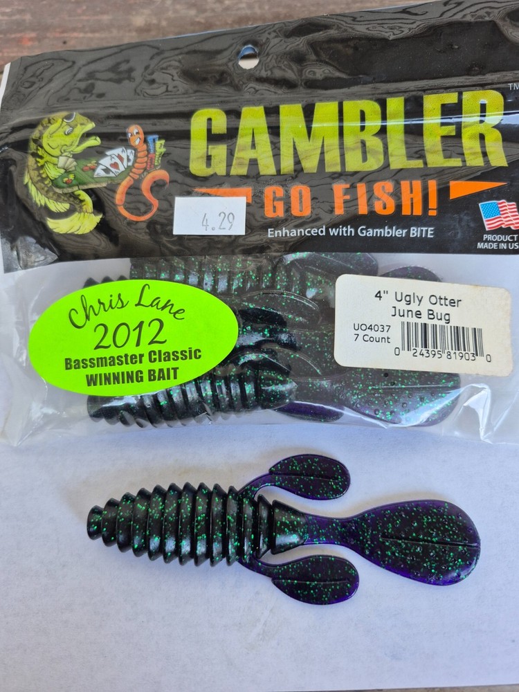 Gambler Ugly Otter 4 inch Soft Plastic Creature 7pk June Bug