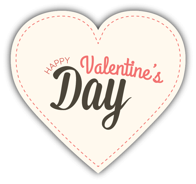 Happy Valentine's Day Stitched Heart Car Bumper Sticker Decal