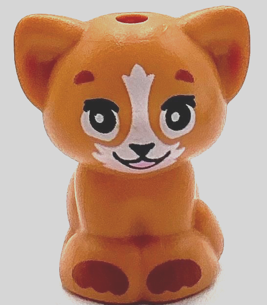 Lego New Nougat Cat Friends Style Baby Kitten Sitting with Black Eyes Piece